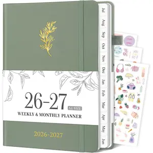 Planner 2026-2027, 8.5" x 11" Weekly and Monthly Planner with Tabs from Jul 2026 - Jun 2027 Academic Year, A4 Large Hardcover Agenda Calendar with Date for School & Office Schedule, Sage Green