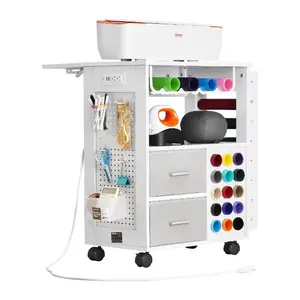 VEVOR Rolling Craft Cart and Storage Table, Compatible with Cricut Machines, Crafting Table Organization Workstation, Craft Rolling Storage Organizer with 20 Vinyl Roll Holders and 3 Drawers, BlackVEVOR Super Brand Day