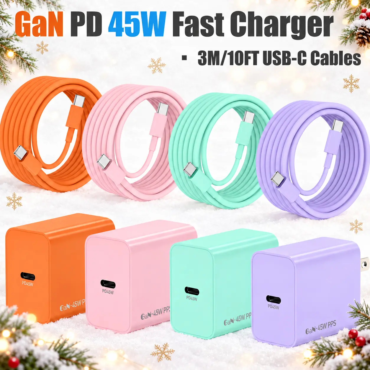 FJAONEM GaN PD 45W Samsung USB-C Super Fast colorful Charger, Wall charger with 10-ft extra-longdurable USB-C cable, compatible for Samsung Ultra26/S26+/S25+/S25/S24/S23/S23+/S22/S22+/S21 Ultra/S20, for iPhone 18Pro Max/17Pro Max, Techvibes, Smartphone