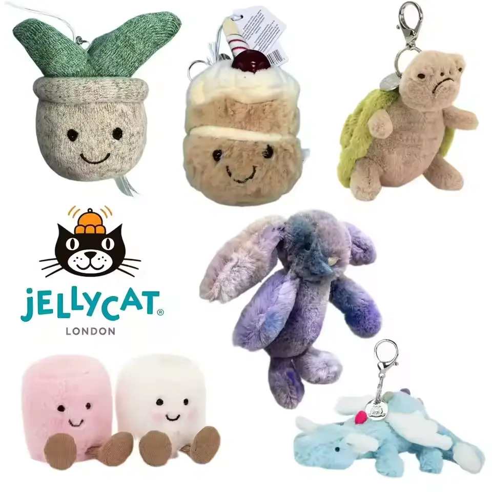 JELLYCAT 2026 Limited Plush Keychain Collection, Adorable Kawaii Soft Stuffed Animal Bag Charm, Trendy Keyring Pendant, Ideal Back To School Birthday Gift for Girls Boys