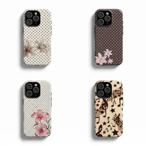 Lily Flower Polka Dot Phone Case,Vintage Aesthetic Gift for Her,phone Case Suitable for Iphone 11/12/13/14/15/16/17 Pro Promax Plus Air,Trendy and Protective Case for Every Style