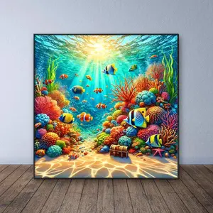 Undersea World Pattern DIY Diamond Arts Colorful Painting Kit without Frame, DIY 5D Diamond Arts Colorful Painting for Bedroom Home Wall Decor, Diamond Painting Kits