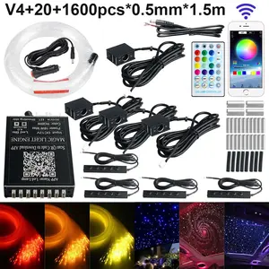 Starlight Headliner Kit 1600pcs 0.02in 4.9ft , Twinkle Fiber Optic Car Star Roof Lights with Bluetooth APP/Remote Control