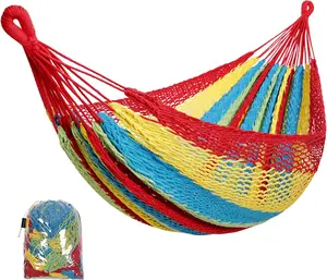 Handwoven Mayan Hammock - Portable Family Hammock with Carry Bag Matrimonial Size Multi-Color Handmade Hammock for Travel Camping Backyard, Porch, Outdoor or Indoor Use (Colorful)