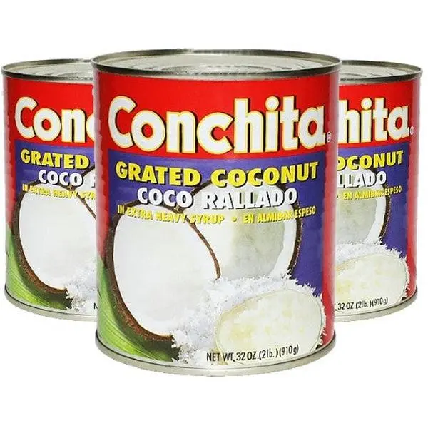 Conchita Ambient Grated Coconut in Syrup - High-Quality, 32 oz, Pack of 3, No Refrigeration Needed