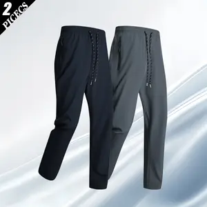 2Pack Men'S Solid Loose Minimalist Relaxed Sweatpants, Versatile Year-Round Sports Trousers, Ideal For Autumn-Winter Sweats,Solid Fashion Sweatpants,Fashionable Jogger Sweatpants,Casual Sport Sweatpants,Gray Sweatpants Season,Loose Casual Sweatpants