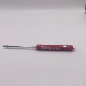 Snap-on Tools Mini Screwdriver with Magnetic Top Red Flat Tip Nickel-Chrome Plated 1/8” Blade 5 3/8” Length