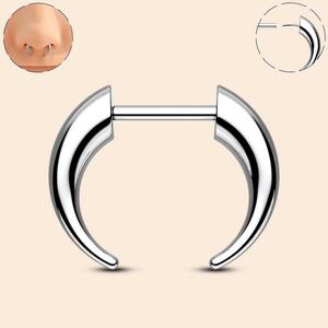 OUFER 16G Tribal Fake Gauge Horn Threadless Septum Ring 8-16G Pincher Septum Ring Titanium 6Al-4V-Eli ASTM F-136 Non Tarnish Body Jewelry