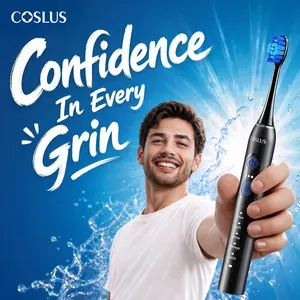 COSLUS C30 Sonic Power Toothbrush - Rechargeable Personal Care Appliance for Adults, IPX7 Waterproof, 3 Intensities, 5 Modes, 2 Head Types for Gentle/Daily Care/Cleansing, Teeth Plaque Remover, Teeth Whitening, Ideal for Home & Travel DealsForYouDays, Per