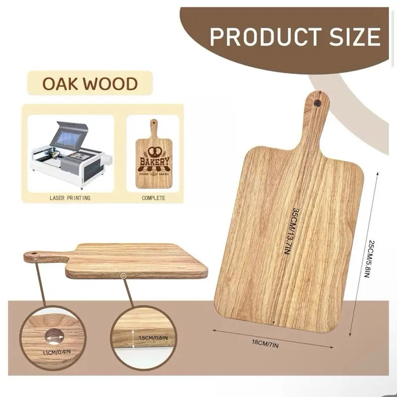 Oak Wood Cutting Board Bulk Wooden Serving Tray Kitchen Chopping Board with Handle for Charcuterie Housewarming Gift (13.8 x 7 Inch)