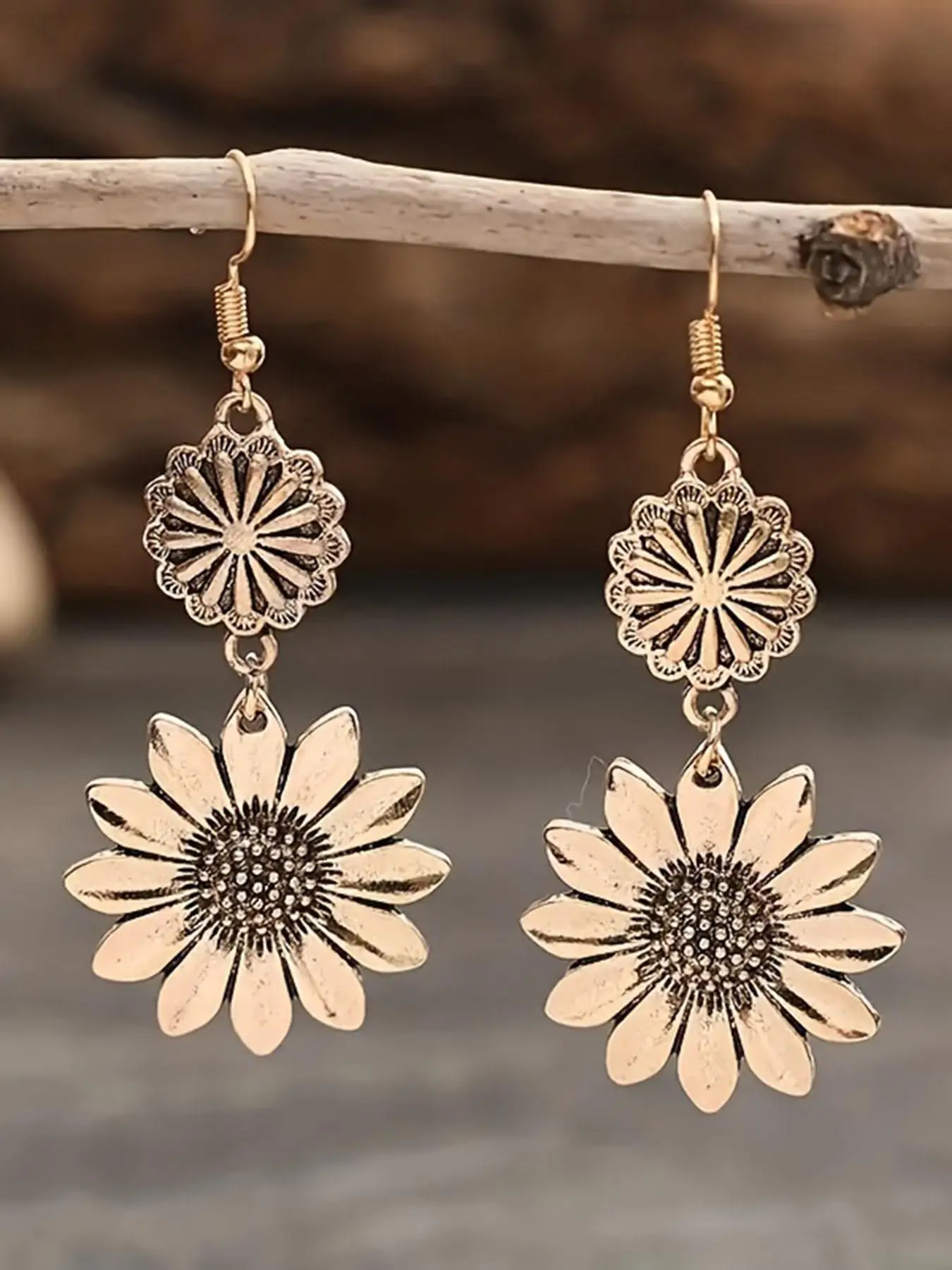 Vintage Sunflower Design Dangle Earrings, Fashionable Pendants Jewelry for Women for Party, Daily Clothing Decor, Trendy All-match & Exquisite Jewelry
