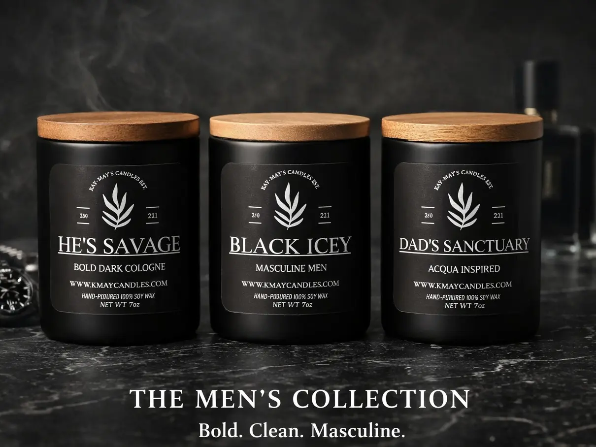 Men’s Luxury Woody Fragrance Jar Candle Gift Set - Kay-May’s Collection with Premium Aroma Wicks