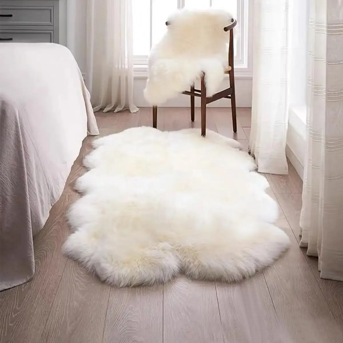 Creative Faux Wool Long Plush Rug for Living Room Coffee Table Sofa Bedside, Soft Fluffy Carpet Mat for Bedroom Window Seat, Furry Soft Rugs, Shaggy Fuzzy Rugs, Fluffy Area Rug, Home Decorative Rugs, Furry Floor Rugs