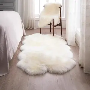 Creative Faux Wool Long Plush Rug for Living Room Coffee Table Sofa Bedside, Soft Fluffy Carpet Mat for Bedroom Window Seat, Furry Soft Rugs, Shaggy Fuzzy Rugs, Fluffy Area Rug, Home Decor Rugs