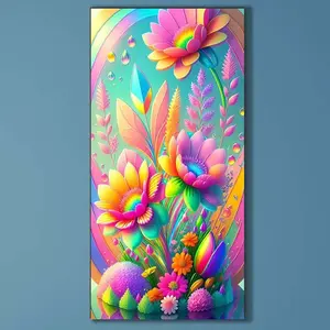 5D DIY Full Diamond Round Drill Painting - Diamond Painting Kit Handcraft Colorful Flowers Mosaic Canvas DIY Wall Art, Home Wall Decoration, DIY Kits