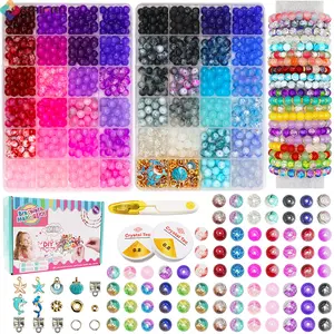 Cracked glass beads, bead stringing DIY bracelet, stringing set of glass beads, bracelet accessories, jewelry components