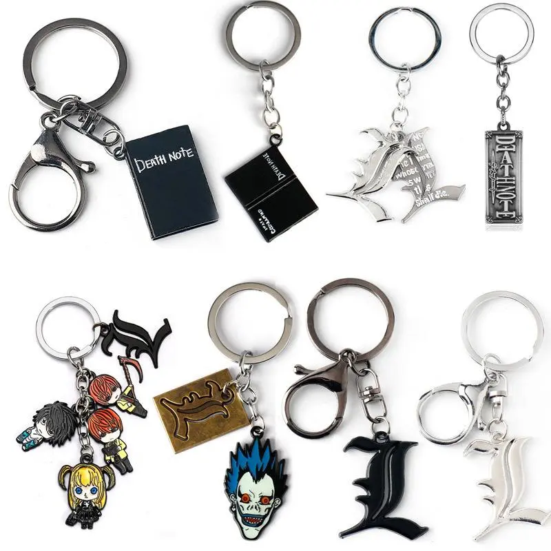 deathnote keychain Death Note Keychain Double L Black Notebook Pendant Key Chain Cospaly Accessories Keyring for Women Men Jewel