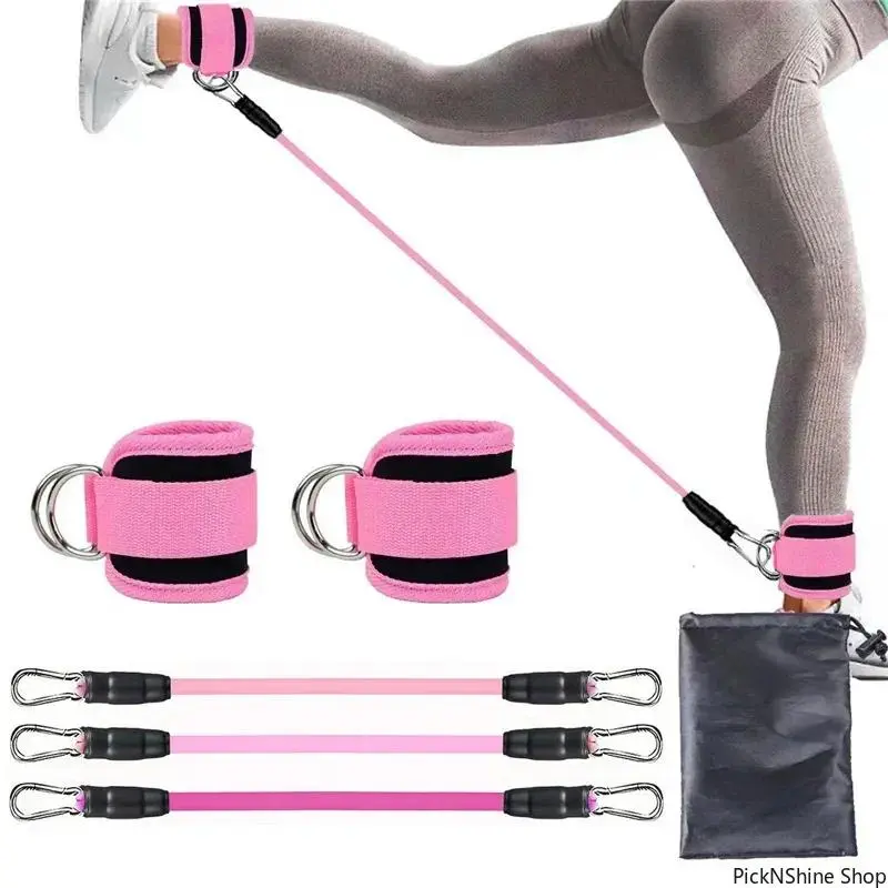 Durable Fabric Ankle Strap Resistance Band Set, Elastic Stretching Gear for Yoga Enthusiasts, At-Home Gym Workouts, Resistance Bands