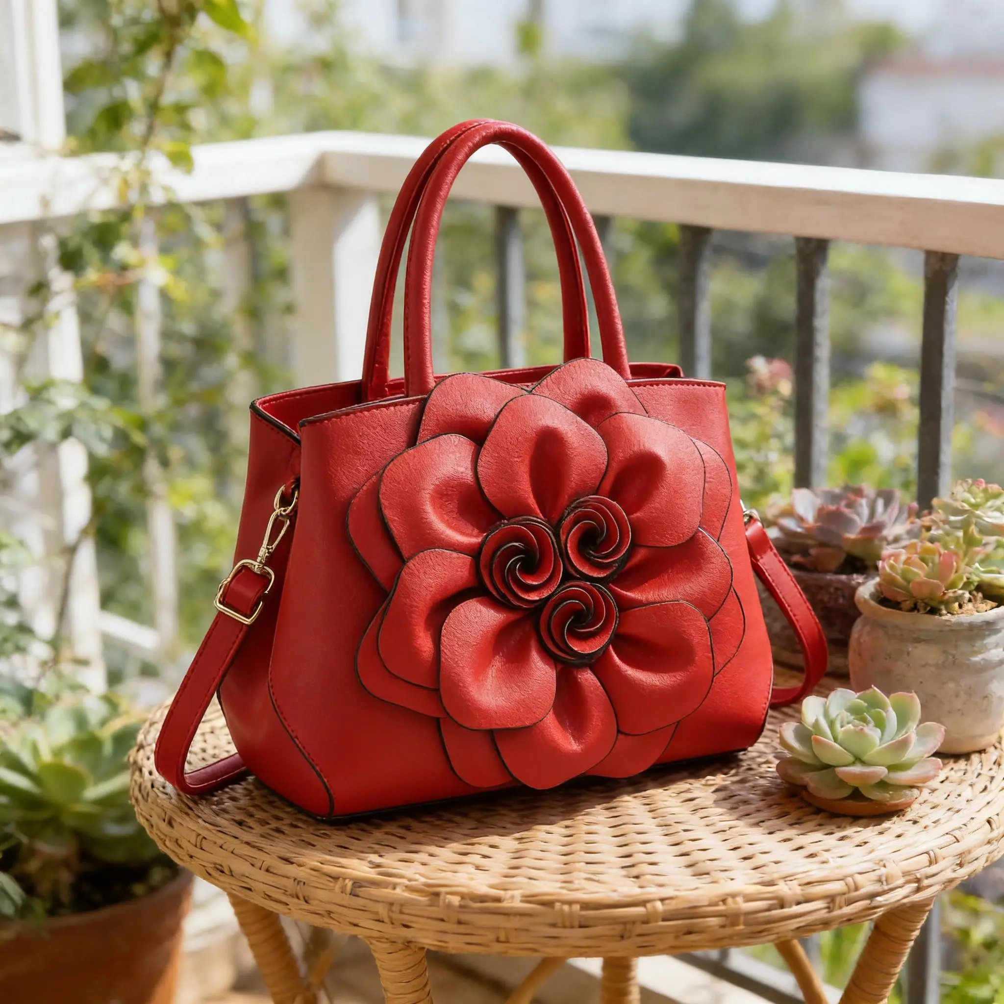 Women's Elegant Floral Crossbody Handbag - Red, Adjustable Shoulder Strap, Zipper Closure, Durable, Easy to Clean Elegant Bag Fashionable Purse for Work/Party Use, Elegant Bags, Crossbody Purse