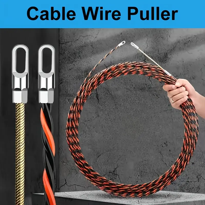 Steel Electrician's Wire Puller Tool - Non-Braided Construction, Durable Metal Connectors, Flexible Cable Insertion and Extraction for Home Use Supplies summerwins,summerwins