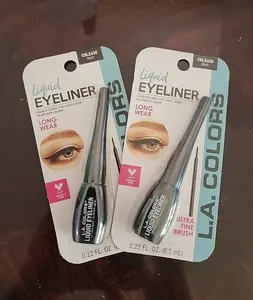 L.A. Colors BLACK Liquid Eyeliner Long Wear Ultra Fine Brush CBLE430 Set Of 2