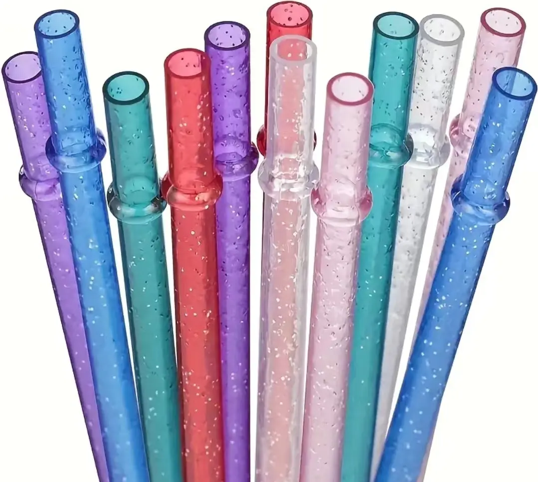 Glitter Reusable Hard 9" Plastic Straw