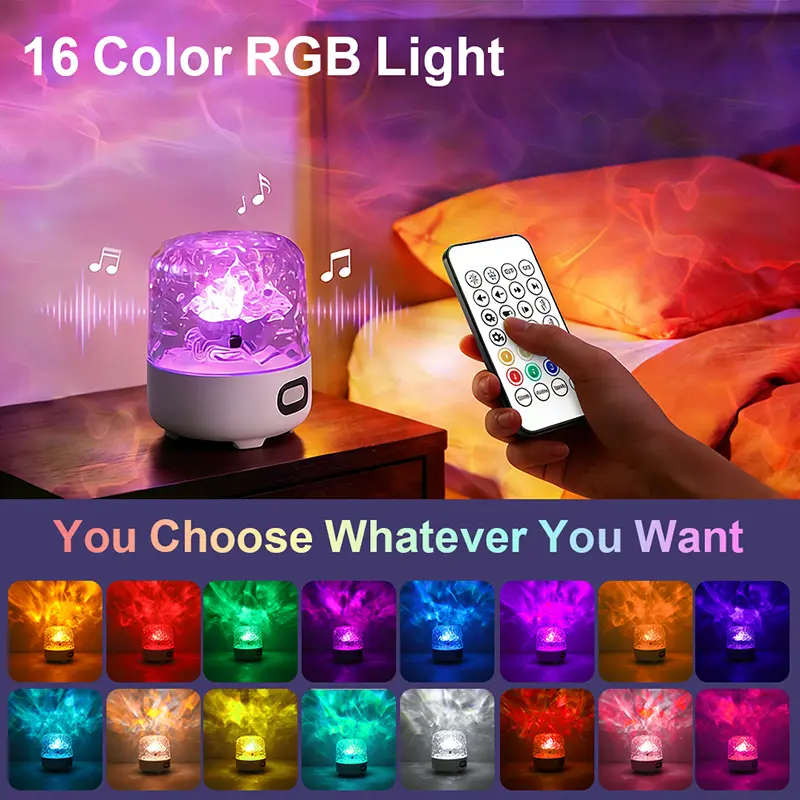 TFBoys Ripple Wave Ambient Light Wireless Speaker, 16-Color RGB Night Light with Remote Control, Bluetooth-Enabled Decorated Novelty Lighting for Home Decor & Smartphone Audio, Whimsical Novelty Lighting, Battery-Powered Novelty Lighting, Color-Change Nov