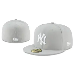 New Era New York Yankees 59FIFTY Fitted Cap Gray MLB Baseball Hat Flat Brim Embroidered Logo