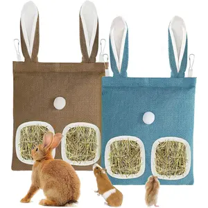 2 Pack  Hay Feeder,Guinea Pig Bunny Hay Feeder Bag Hanging Hay Holder for Guinea Pig,,Bunny,Chinchillas,Hamsters Small Pets