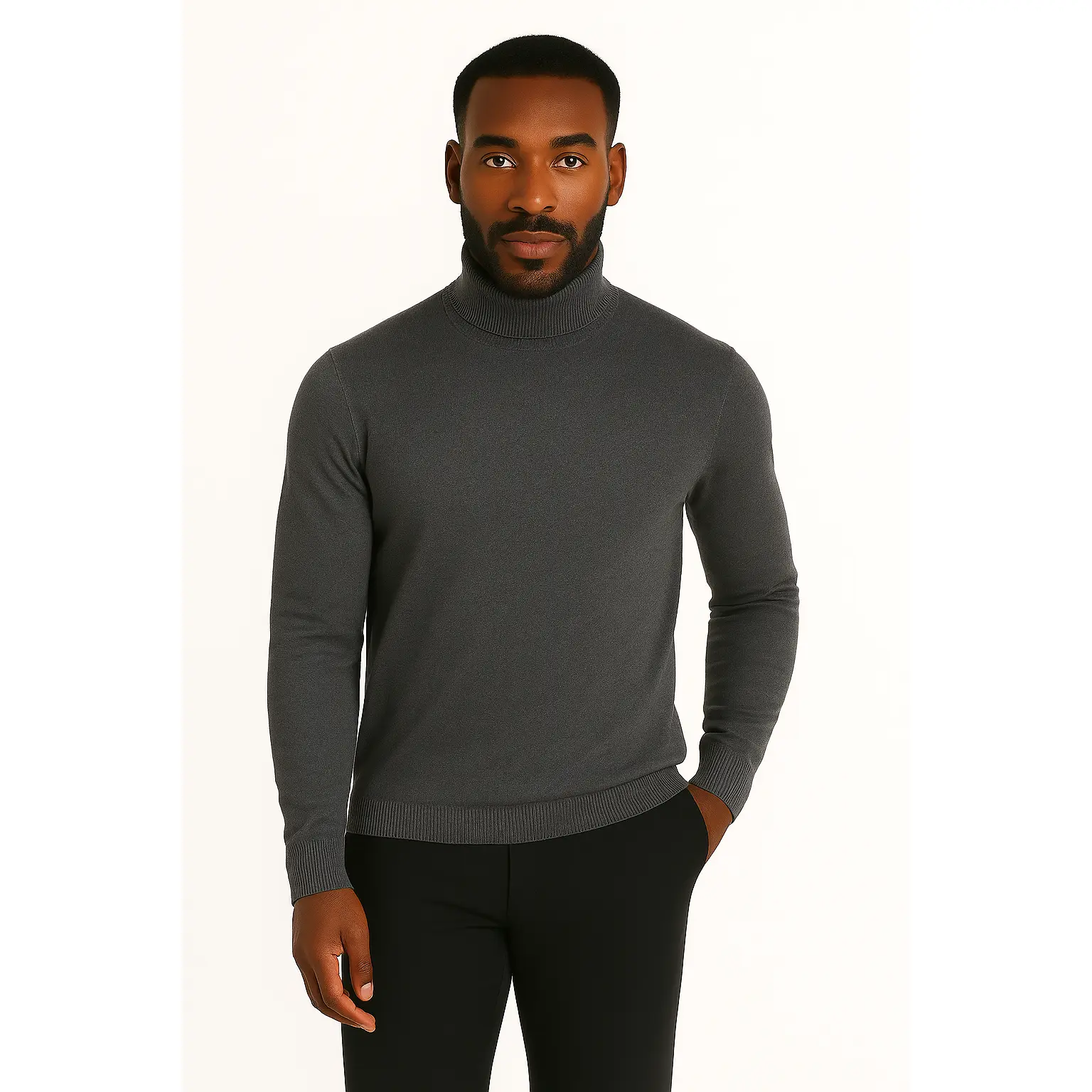 Lavane' 501T Turtleneck Pullover Slim Fit Charcoal Gray