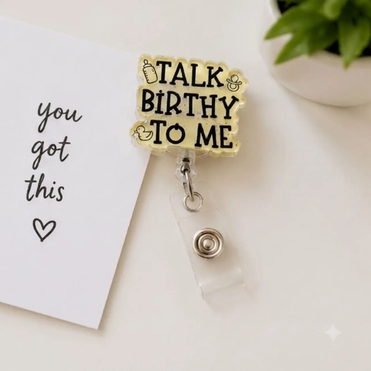 RTS- Talk birthy to me Retractable Badge Reel