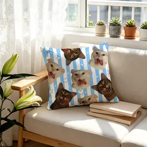 Funny Cute Goofy Cat Themed Throw Pillow, Lumbar Support Cushion, Decor for Sofa, Bay Window, Terrace & Cafe, Perfect Housewarming, Birthday and Christmas Gift, with Filler