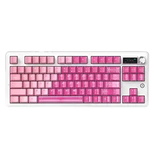 AAJAZZ new MK87 wireless gaming mechanical keyboard TKL layout dragon fruit switch customized TFT module plug-in knob 1.14-inch TFT color screen RGB DIY 87 key female office gaming keyboard supports multiple systems suitable for e-sports games and offic