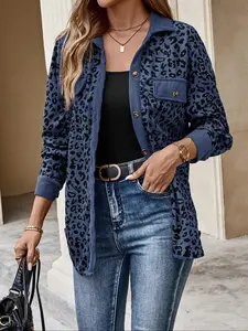 Women's Leopard Print Lapel Fitted Jacket Outerwear Vintage Unique Casual Daily Shopping Coffee Everyday Essential 2026