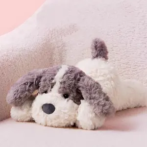 MINISO Cute Floppy Gray Puppy Plush Toy,14.56"X7.08"X6.69" Super Soft & Huggable Small Size Stress Relief Toy, Perfect for Cuddling, Gifting and Home Decor,Birthday Gift Holiday Gift(1pc)