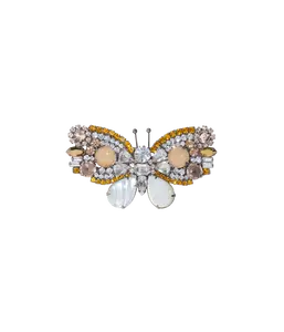 Medium Butterfly in Mother of Pearl  / Pink Aventurine / Topaz