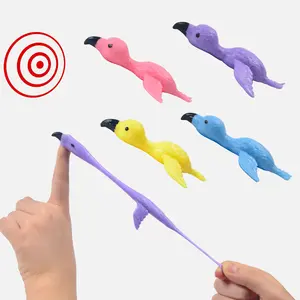New Novelty Stress Relief Toy, Flamingo Launcher, Finger Launching Toy, Prank Fun Flamingo, Tpr Wall Sticky Bow Toy, Stress Relief Decoration, Random Color