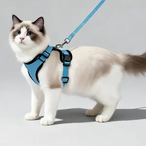 Cat Harness and Leash for Walking, Escape Proof Soft Adjustable Vest Harnesses for Cats, Easy Control Breathable Reflective Strips Jacket, Black﻿