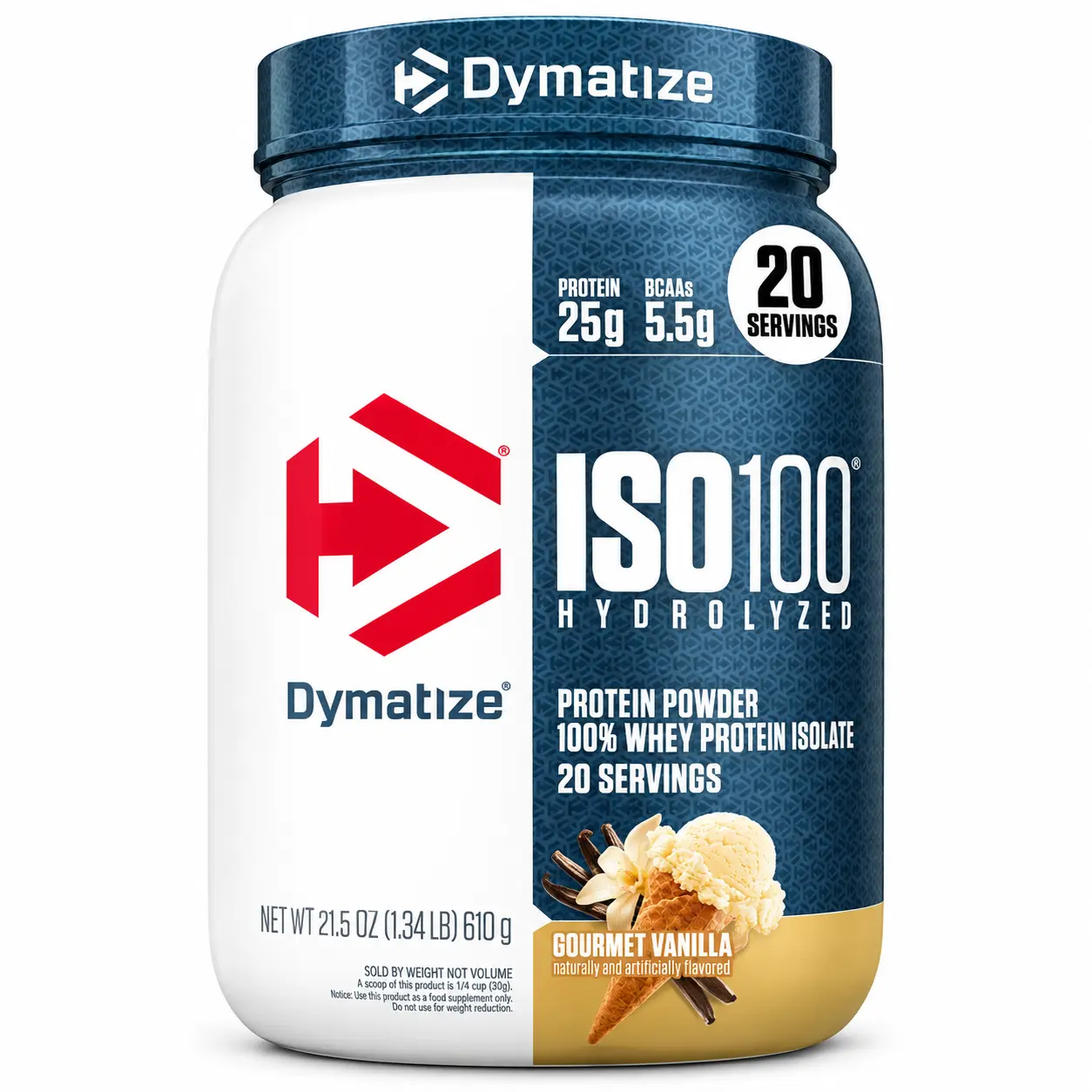 Dymatize ISO100 Protein Powder, 100% Whey Isolate, Gourmet Vanilla 20 Servings, 1.3 lb