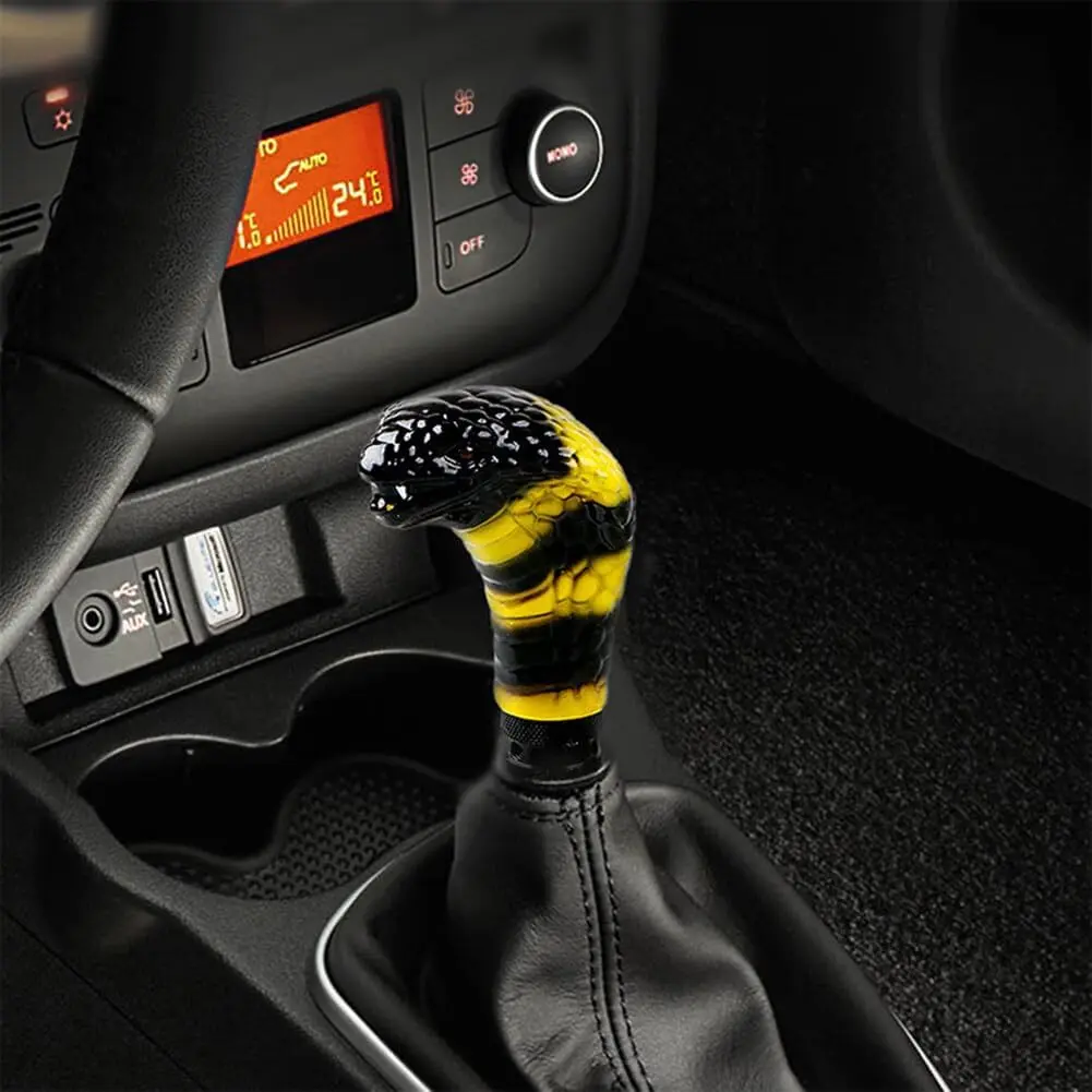 Snake Pattern Universal Gear Shift Knob with Resin Handle - 3 Adapters, Personalized Manual Trans Shifter Lever Stick for 2019-2025 Dodge Ram & Most Vehicles - Car Interior Accessories