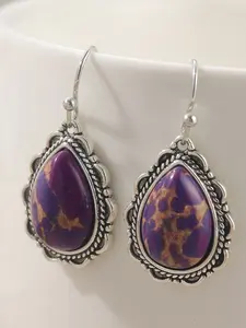 Vintage Teardrop Earrings, Synthetic Turquoise Inlay, Women's Ethnic Style Jewelry, Daily Vacation Accessories, Fashionable Jewelry Accessories, High Quality Earrings