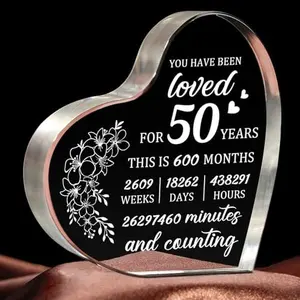 50th Birthday Gifts for Her Women, 50 year Old Gifts for Women Men, Unique Acrylic Keepsake Engraved with 50th Birthday Quote, Best 50th Birthday Gifts for Women Turning 50