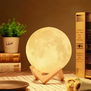 3D Moon Night Light, Moon Shaped Night Light with Stand,USB Rechargeable Table Moon Lamp with Touch & Remote Control, Moon Ball，Decorative LED Light For Bedroom, Living Room, Home, Office, Creative Table Lamp for Home Bedroom Decoration