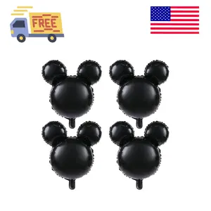 4 Pcs Bear Head Foil Balloons, 24'' Mylar Balloon for Birthday Party Decorations (Black)