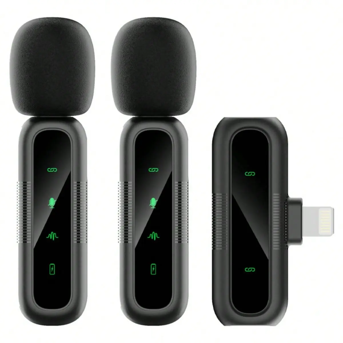 Wireless Lavalier Bluetooth Microphone with Noise Cancelling, Full Range Sound, Compact Design, Receiver, Charging Function, Low Latency for Live Streaming, Karaoke