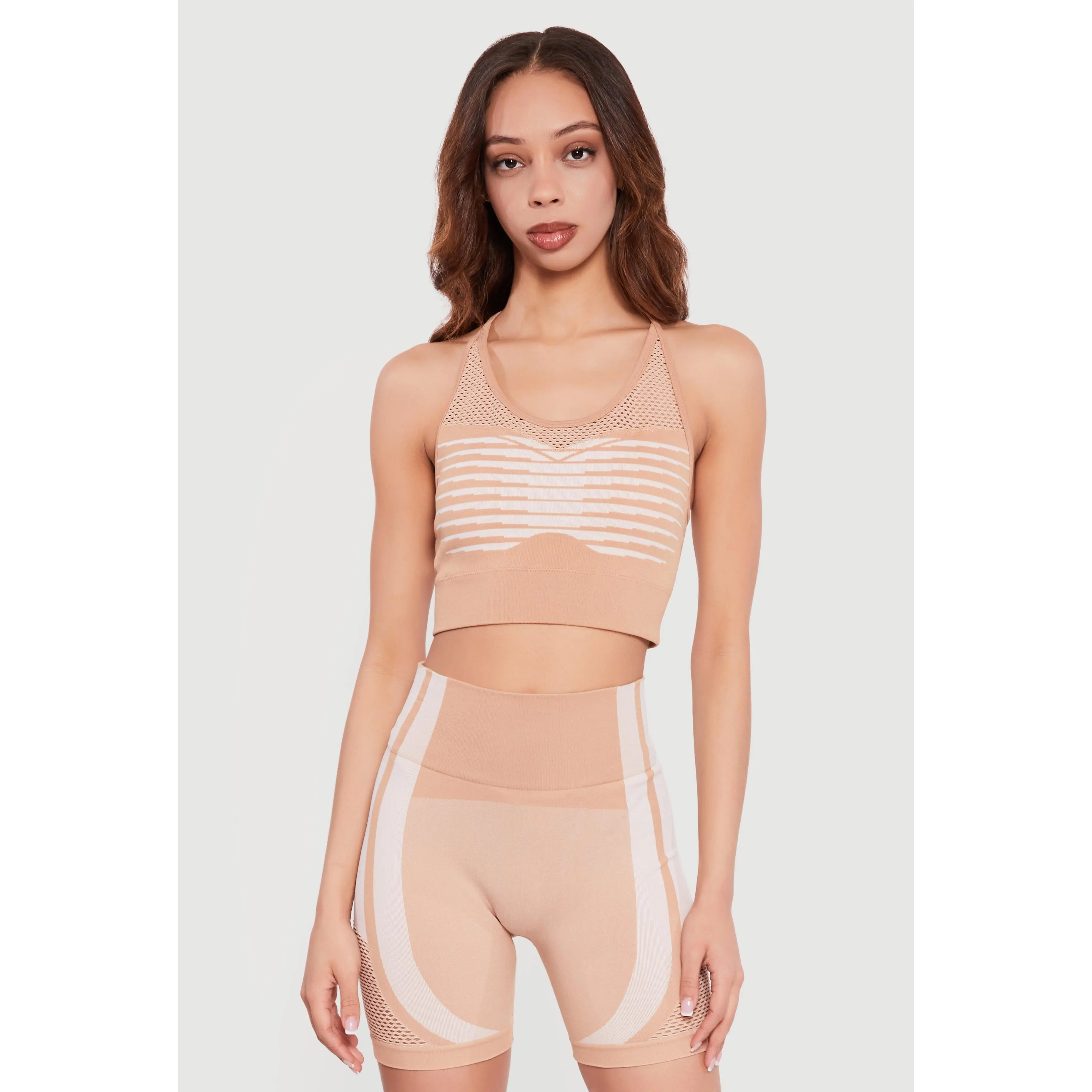Color Blocked Seamless Racerback Sports Bra
