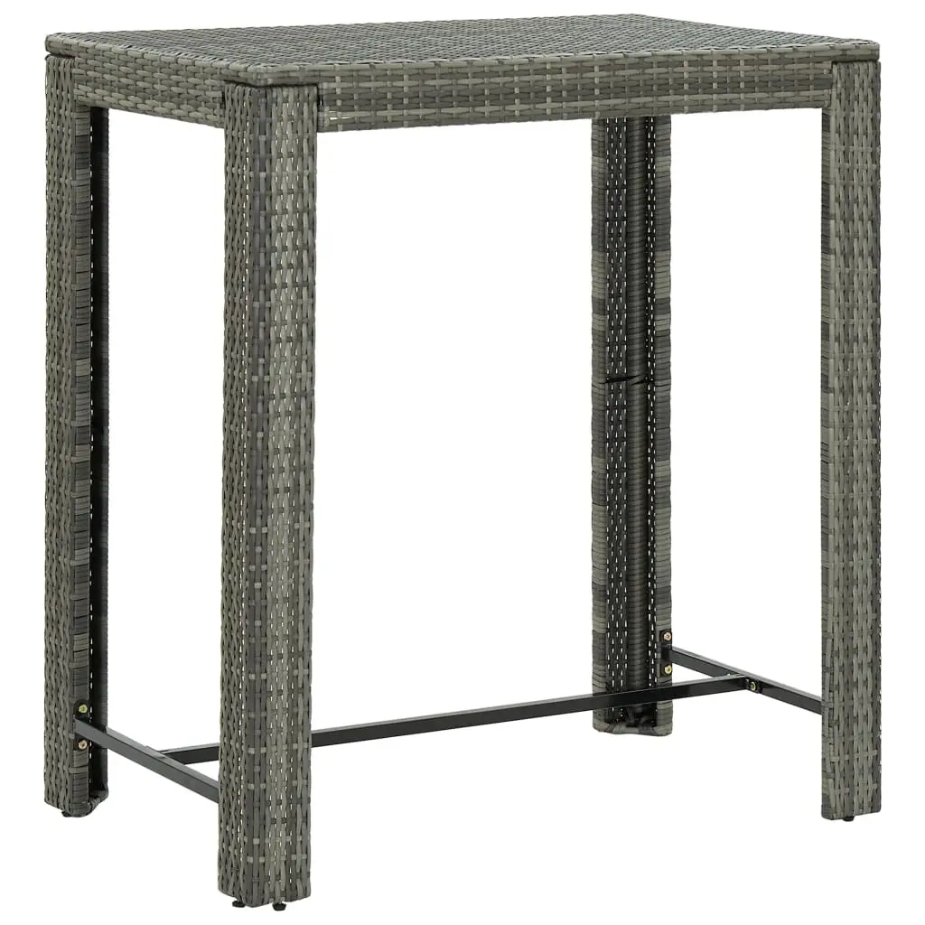 vidaXL Patio Bar Table, Outdoor Pub Table, Bistro Table, Counter Height Table for Balcony Porch Garden Deck Backyard Terrace, Modern, PE Rattan Gray 45875