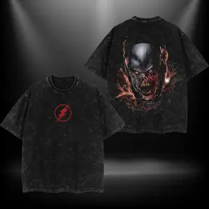 Black Flash DC Tshirt Sweater Hoodie Halloween Special Double Printed Oversize Lightweight Acid Washed Tee TV Show Graphic Top Cotton Gift T-Shirt For Comic Lover, Gift T-Shirt For Movie Lover