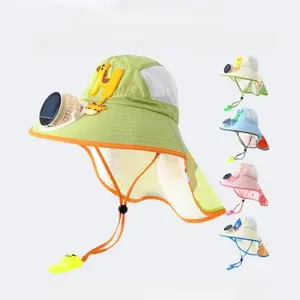 Kids Solar Fan Sun Hat – Wide Brim UV Protection Outdoor Cap for Boys & Girls