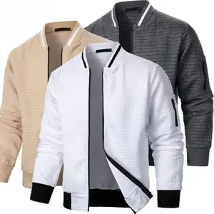 New Mens Long Sleeve Zipper Jacket Coats Stand Up Sweatshirts Outdoor Streetwear Autumn Warm Solid Color Baseball Jacket Men Menswear Tops
